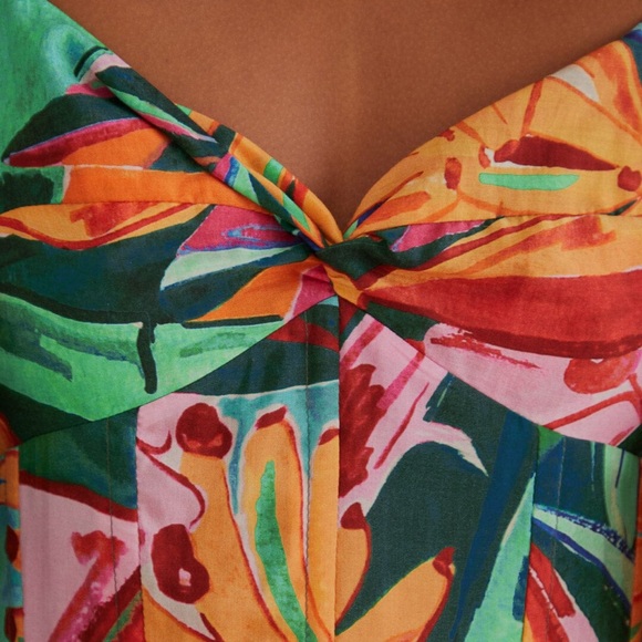 Farm Rio Multicolor Banana Foliage Puff Sleeve Midi Dress - Picture 5 of 12